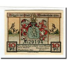 Billet, Allemagne, Blankenhain in Thuringen Stadt, 10 Pfennig, personnage, 1921