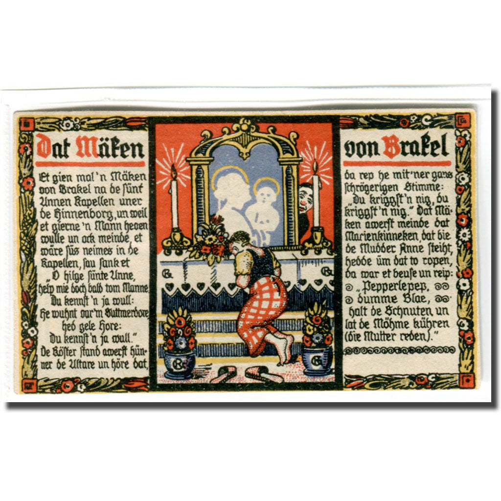 Banknote, Germany, Brakel Stadt, 1 Mark, personnage, 1921, 1921-06-01, UNC(63)