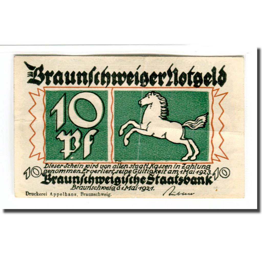 Banknote, Germany, Braunschweig, 10 Pfennig, Batiment, 1921, 1921-05-01