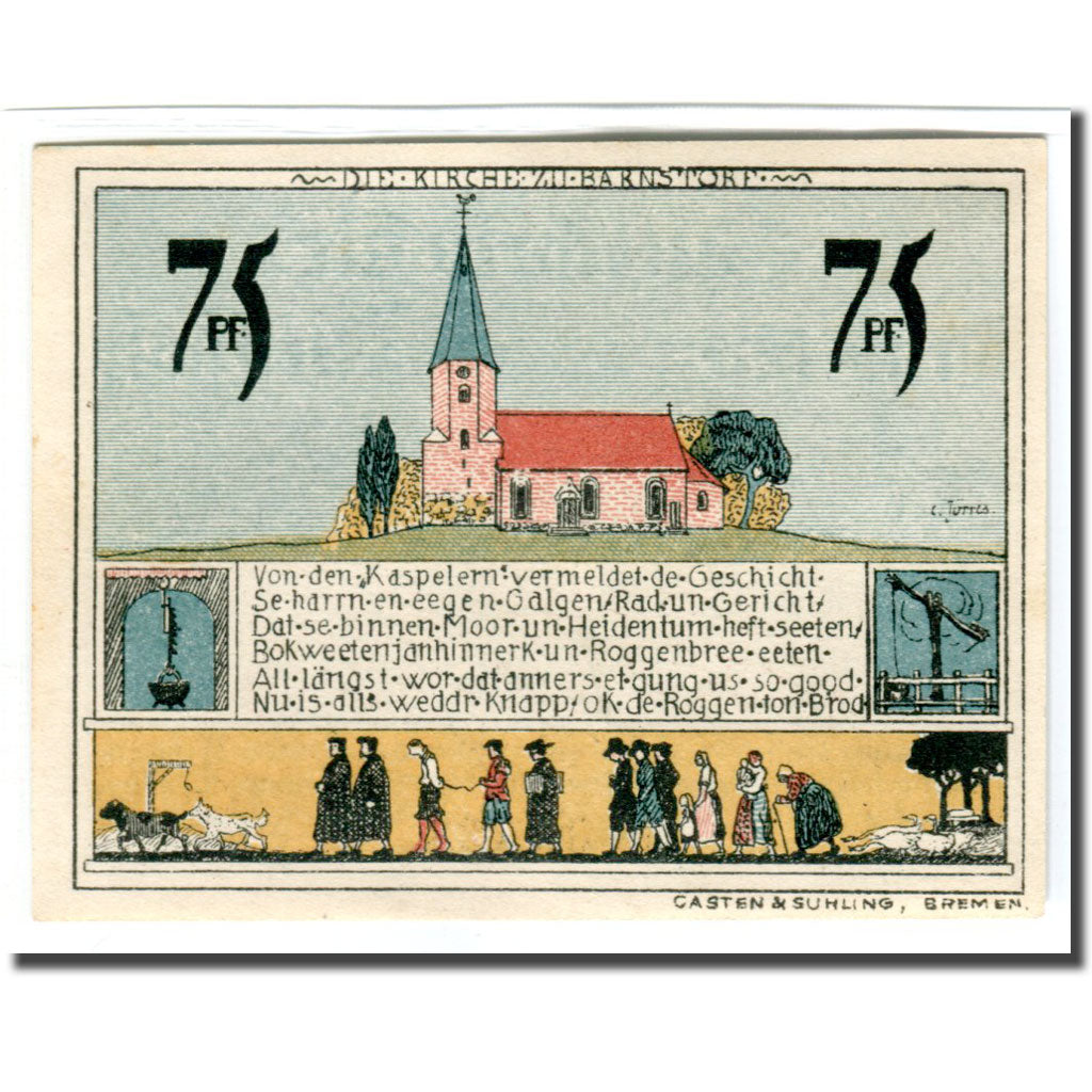 Banconote, Germania, Diepholz, 75 Pfennig, Batiment, 1921, 1921-08-15, SPL