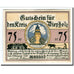 Banknote, Germany, Diepholz, 75 Pfennig, personnage, 1921, 1921-08-15, UNC(63)