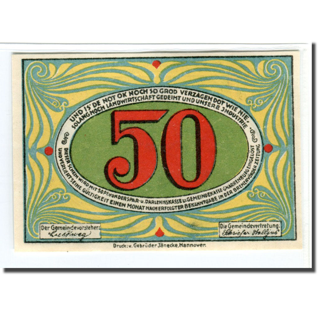 Banknote, Germany, Gnarrenburg Gemeinde, 50 Pfennig, ruine, 1921, UNC(63)