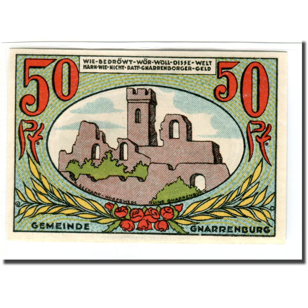 Banknote, Germany, Gnarrenburg Gemeinde, 50 Pfennig, ruine, 1921, UNC(63)