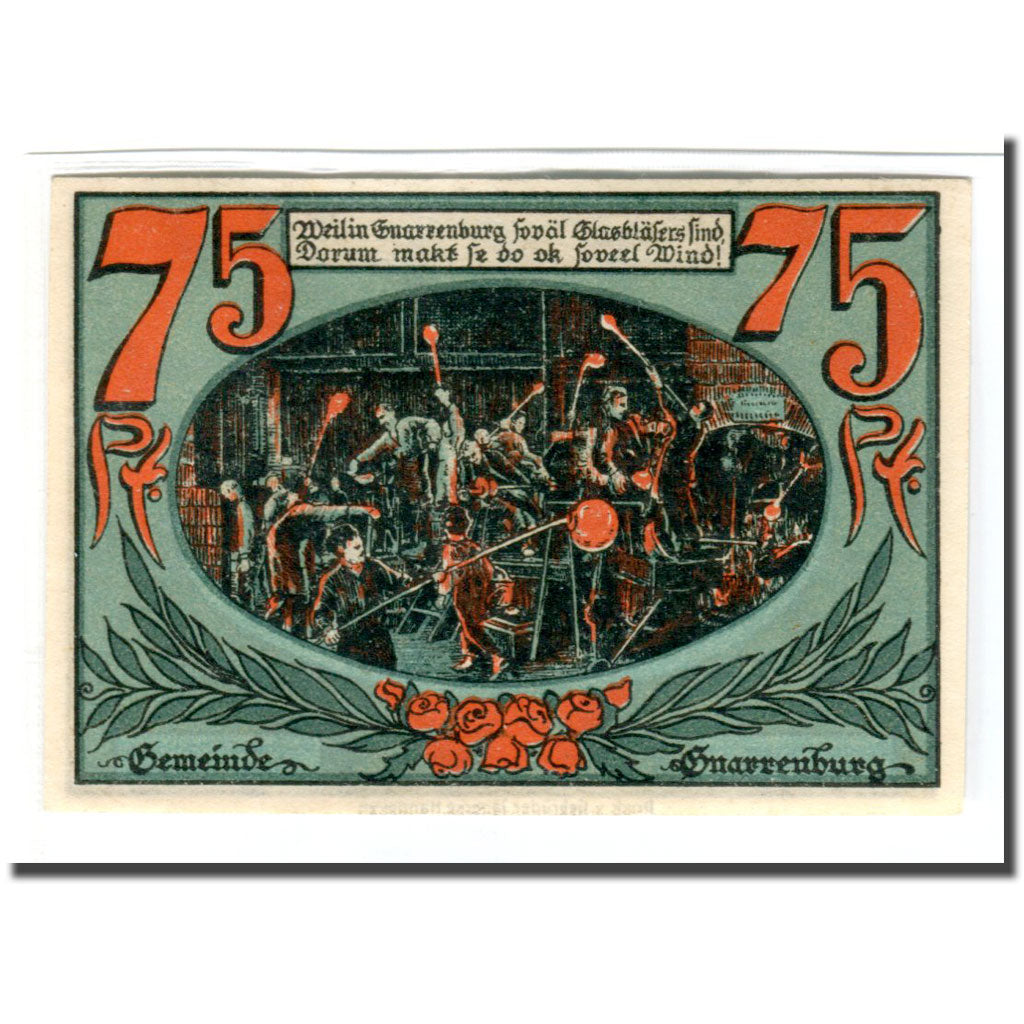 Banknote, Germany, Gnarrenburg Gemeinde, 75 Pfennig, personnage, 1921, UNC(63)