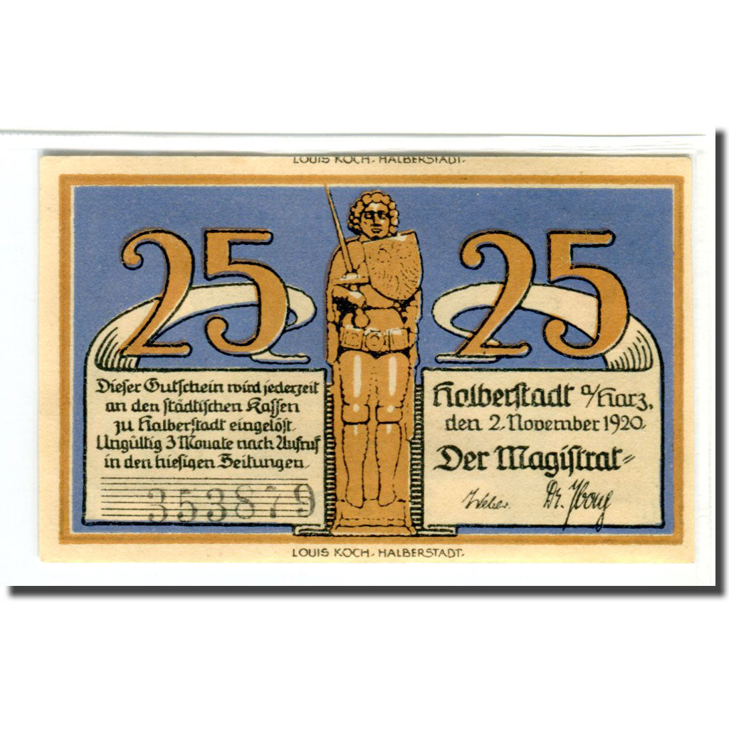 Geldschein, Deutschland, Halberstadt, 25 Pfennig, village, 1920, 1920-11-02