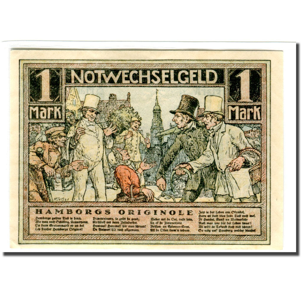Banknote, Germany, Hamburg, 1 Mark, personnage, 1921, 1921-12-31, UNC(63)