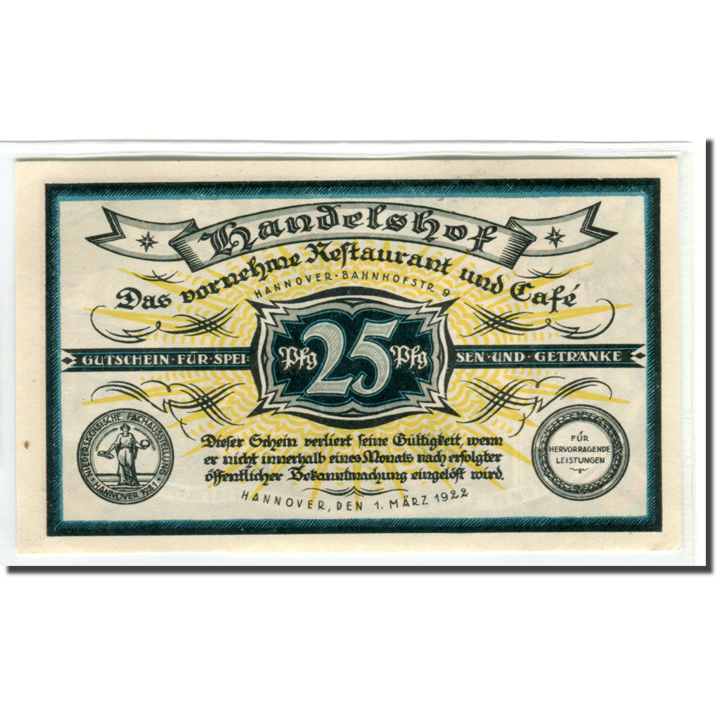 Geldschein, Deutschland, Hannover, 25 Pfennig, personnage, 1922, 1922-03-01