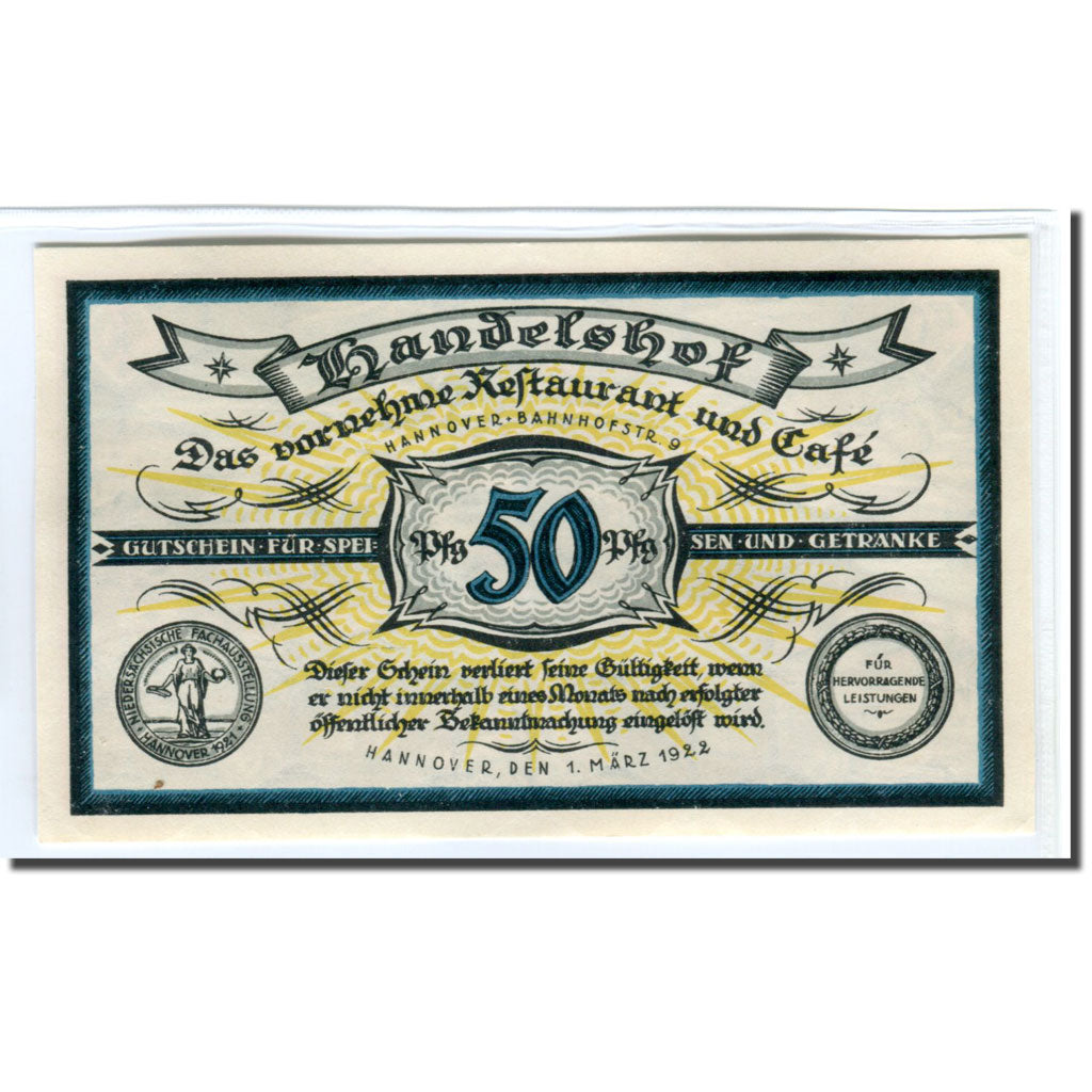 Geldschein, Deutschland, Hannover, 50 Pfennig, personnage 1, 1922, 1922-03-01