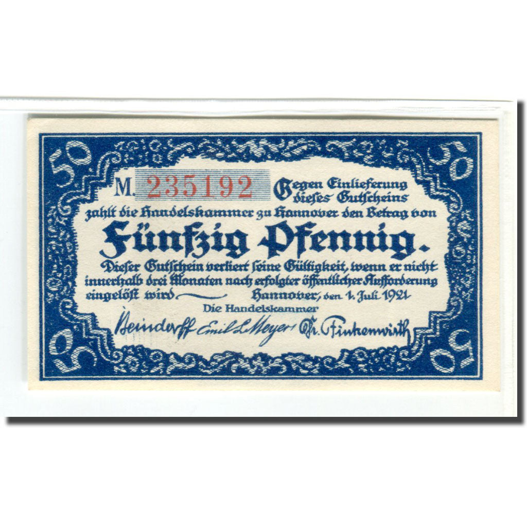 Banknote, Germany, Hannover, 50 Pfennig, village, 1921, 1921-07-01, UNC(63)