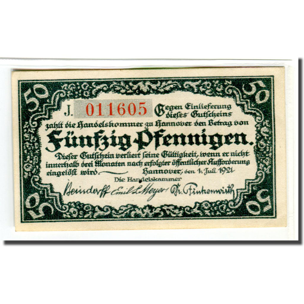 Banknote, Germany, Hannover, 50 Pfennig, village 1, 1921, 1921-07-01, UNC(63)