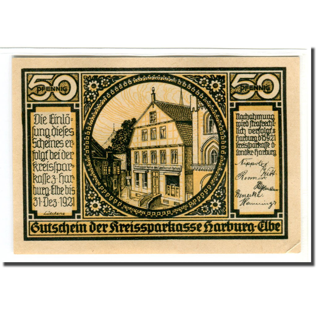 Geldschein, Deutschland, Harburg, 50 Pfennig, paysage, 1921, 1921-09-15, UNZ-