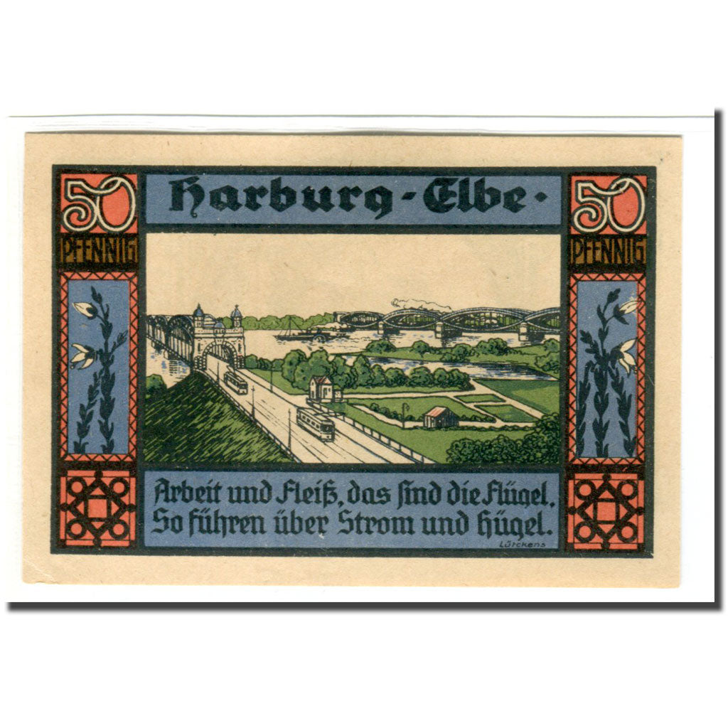 Geldschein, Deutschland, Harburg, 50 Pfennig, paysage, 1921, 1921-09-15, UNZ-