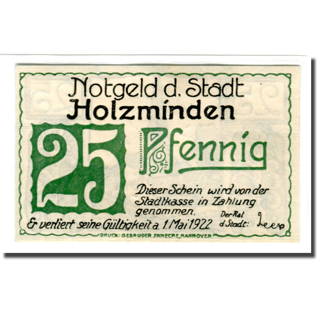 Banknote, Germany, Holzminden, 25 Pfennig, Batiment, 1922, 1922-05-01, UNC(63)