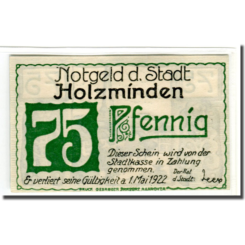 Banconote, Germania, Holzminden, 75 Pfennig, batiment 2, 1922, 1922-05-01, SPL