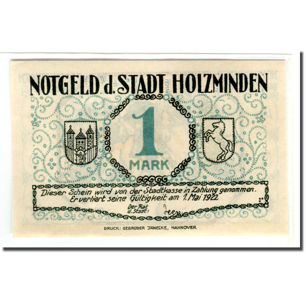 Geldschein, Deutschland, Holzminden, 1 Mark, cavalier 1, 1922, 1922-05-01, UNZ-