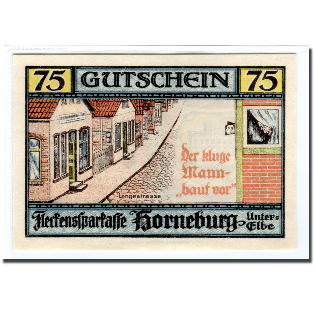 Banknot, Niemcy, Horneburg, 75 Pfennig, rue, 1921, 1921-05-01, UNC(63)