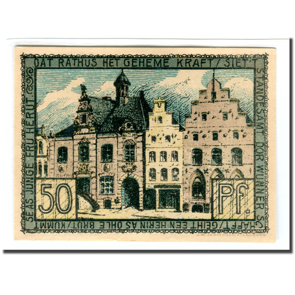 Banconote, Germania, Husum, 50 Pfennig, Batiment, 1920, SPL, Mehl:639.1