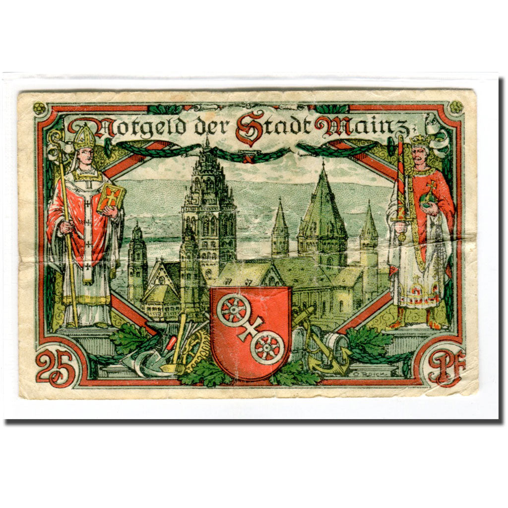 Banknote, Germany, Mainz Stadt, 25 Pfennig, Batiment, 1921, 1921-01-01