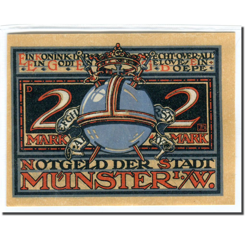 Banknote, Germany, Munster, 2 Mark, Armoirie, 1921, 1921-08-01, UNC(63)