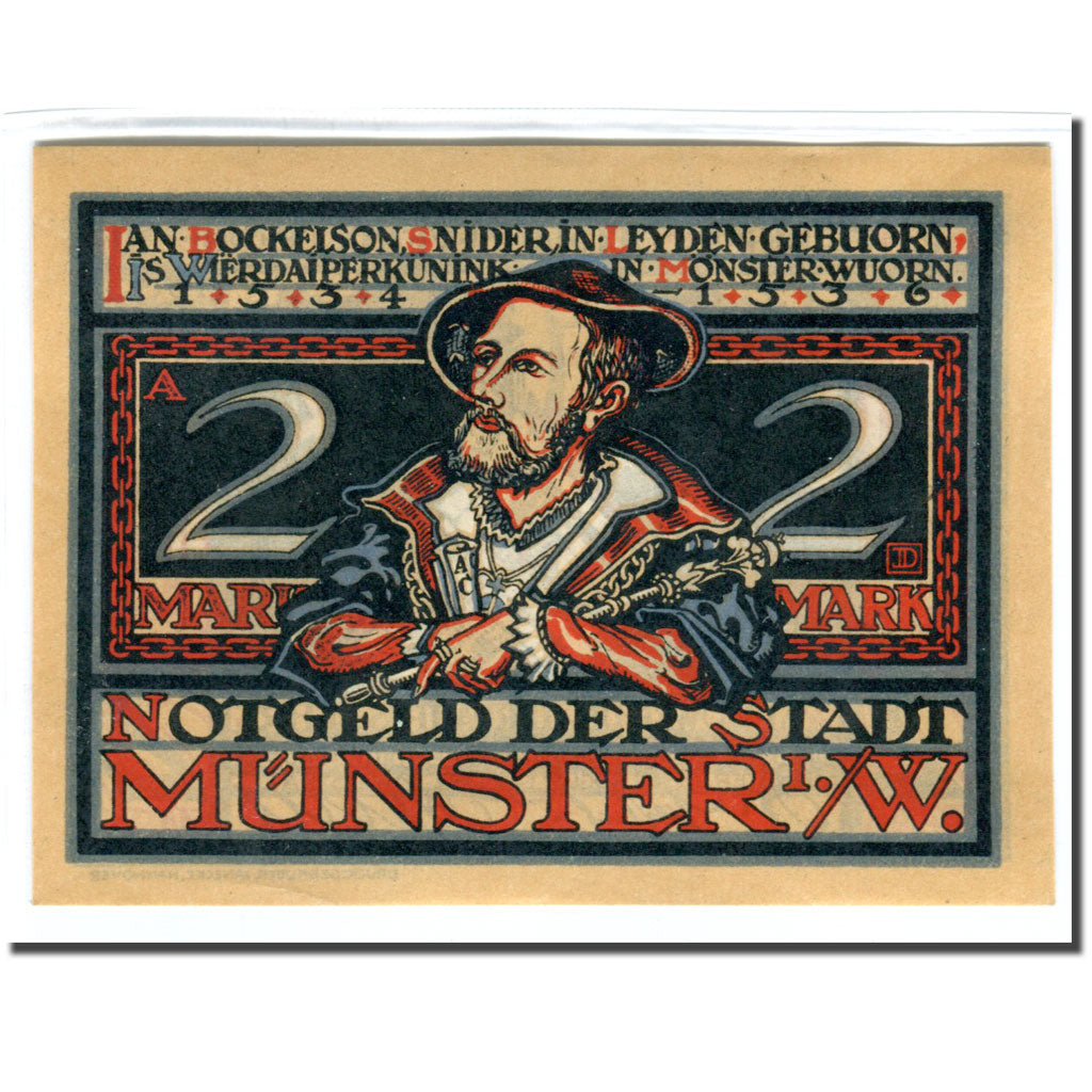 Banconote, Germania, Munster, 2 Mark, personnage 2, 1921, 1921-08-01, SPL