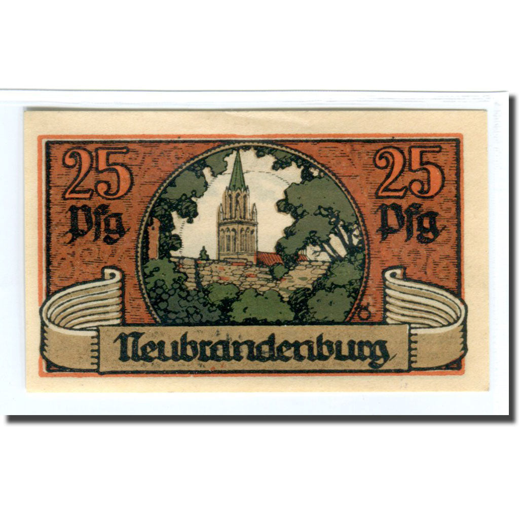 Geldschein, Deutschland, Neubrandenburg Stadt, 25 Pfennig, paysage, 1921