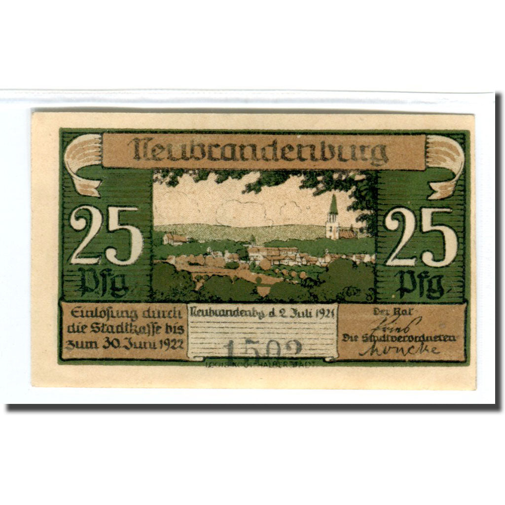 Banknot, Niemcy, Neubrandenburg Stadt, 25 Pfennig, paysage 1, 1921, 1921-07-02