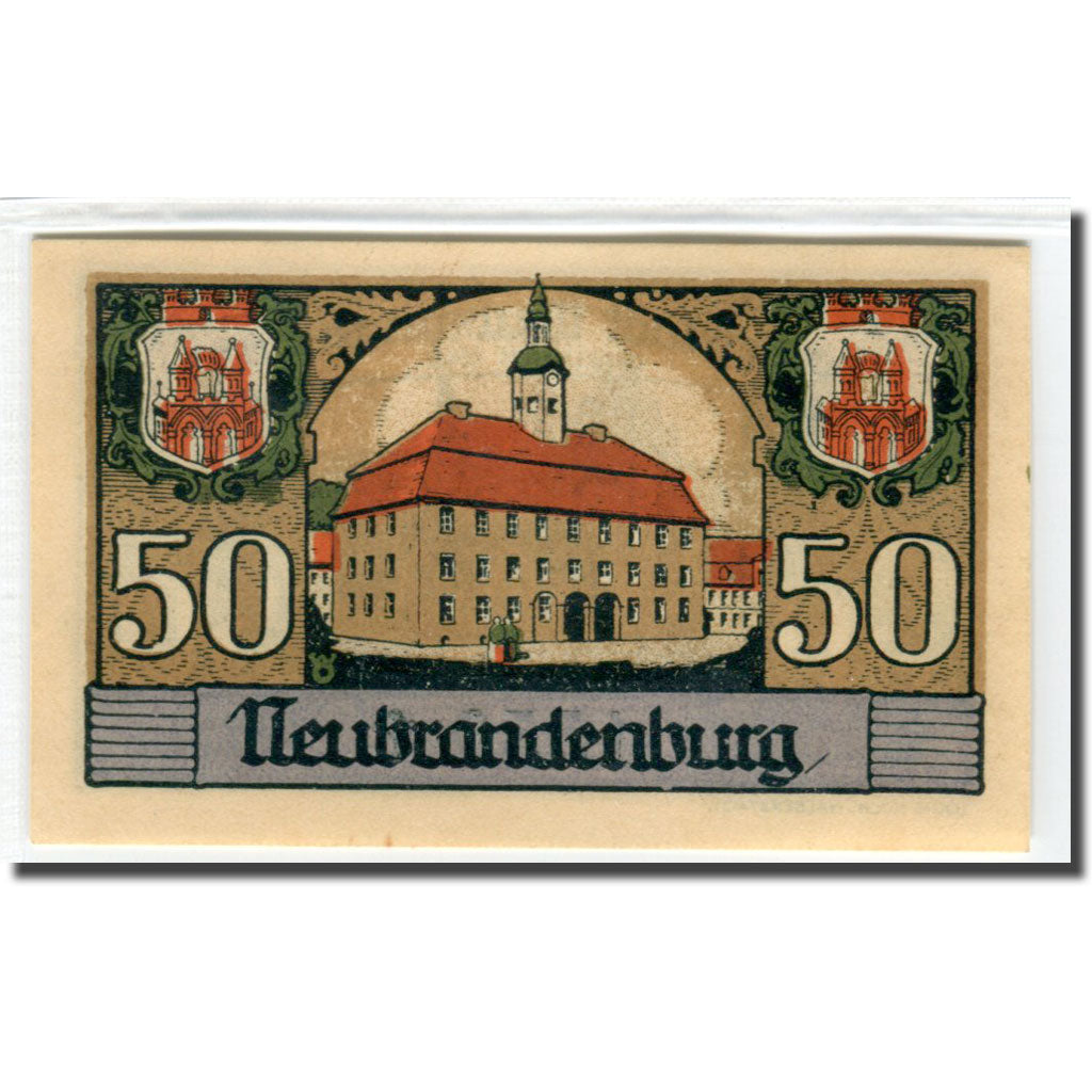 Geldschein, Deutschland, Neubrandenburg Stadt, 50 Pfennig, Batiment, 1921