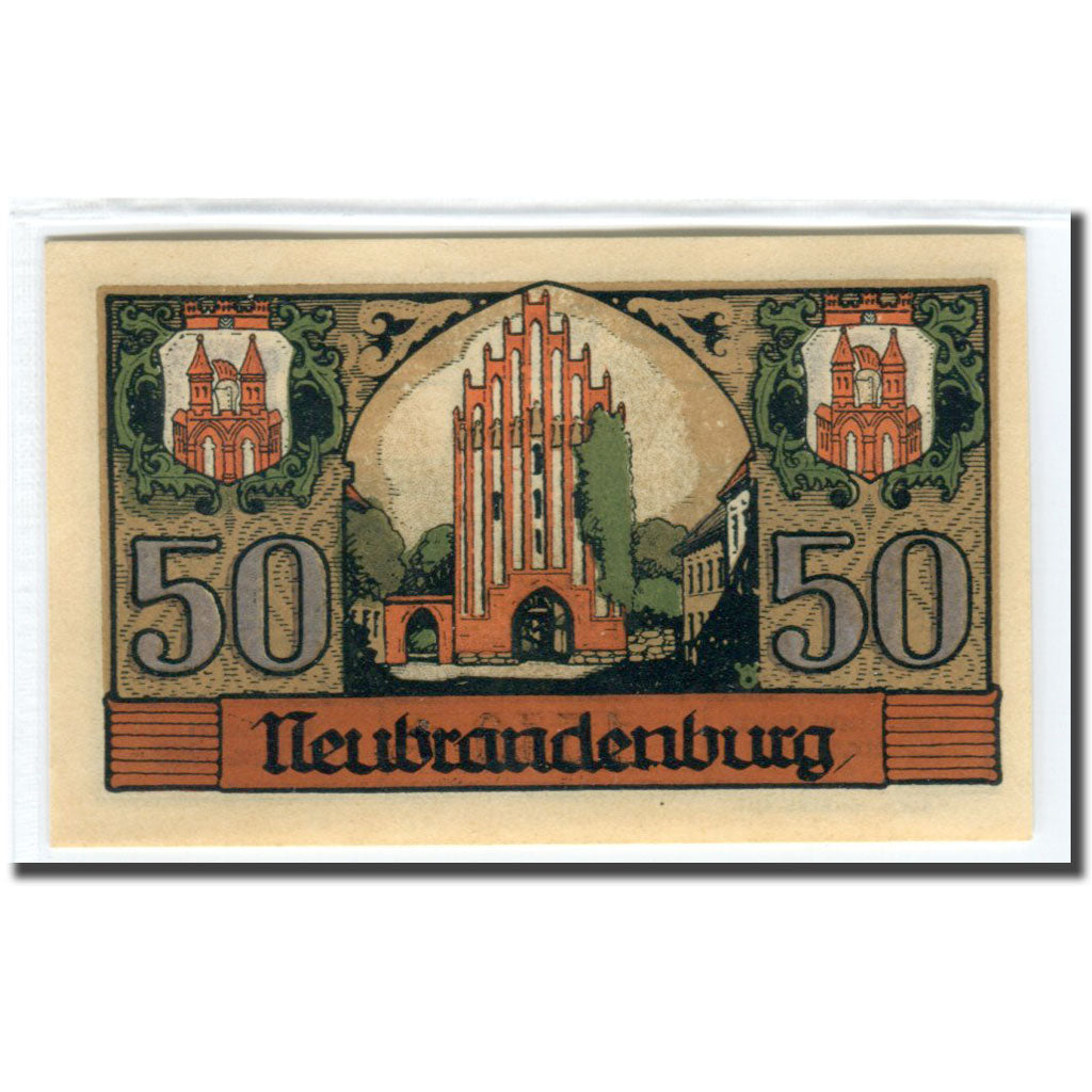 Banknote, Germany, Neubrandenburg Stadt, 50 Pfennig, batiment 1, 1921