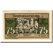 Billet, Allemagne, Neubrandenburg Stadt, 75 Pfennig, personnage 1, 1921