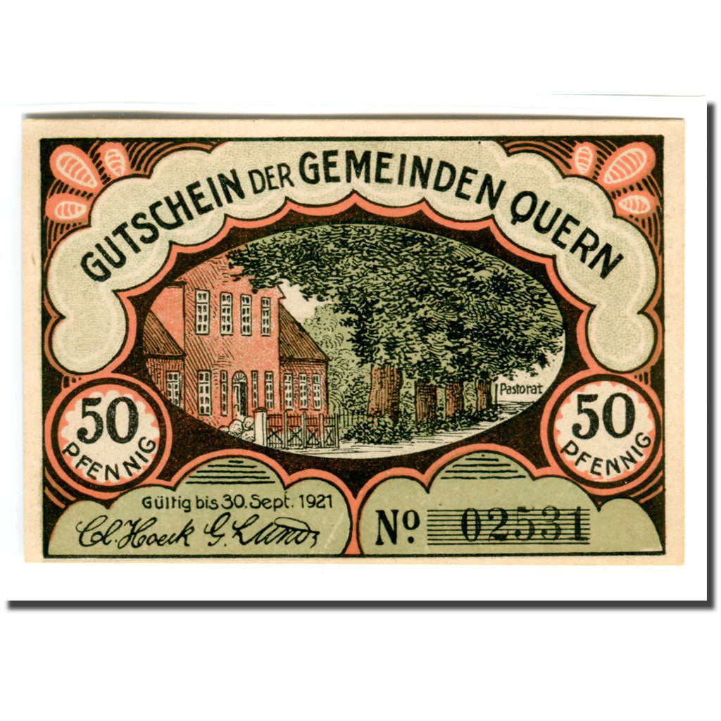 Banknote, Germany, Quern, 50 Pfennig, cimetière, 1921, 1921-09-30, UNC(63)