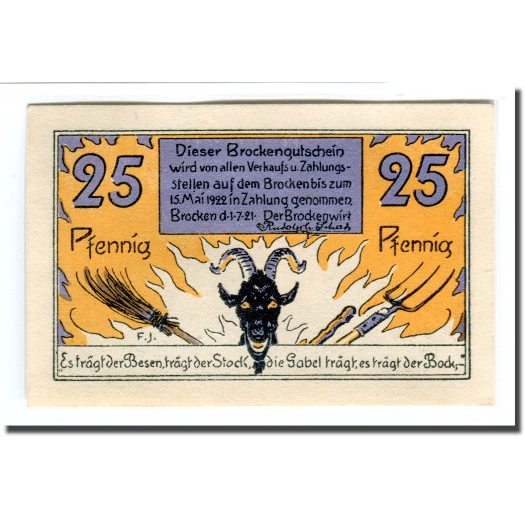 Billet, Allemagne, Schierke im Harz, 25 Pfennig, sorcière, 1921, 1921-07-01
