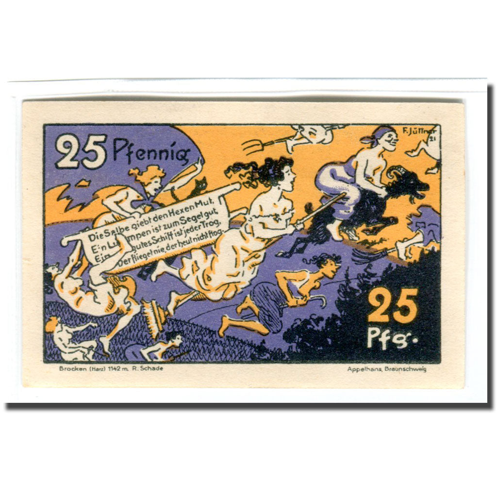 Billet, Allemagne, Schierke im Harz, 25 Pfennig, sorcière, 1921, 1921-07-01