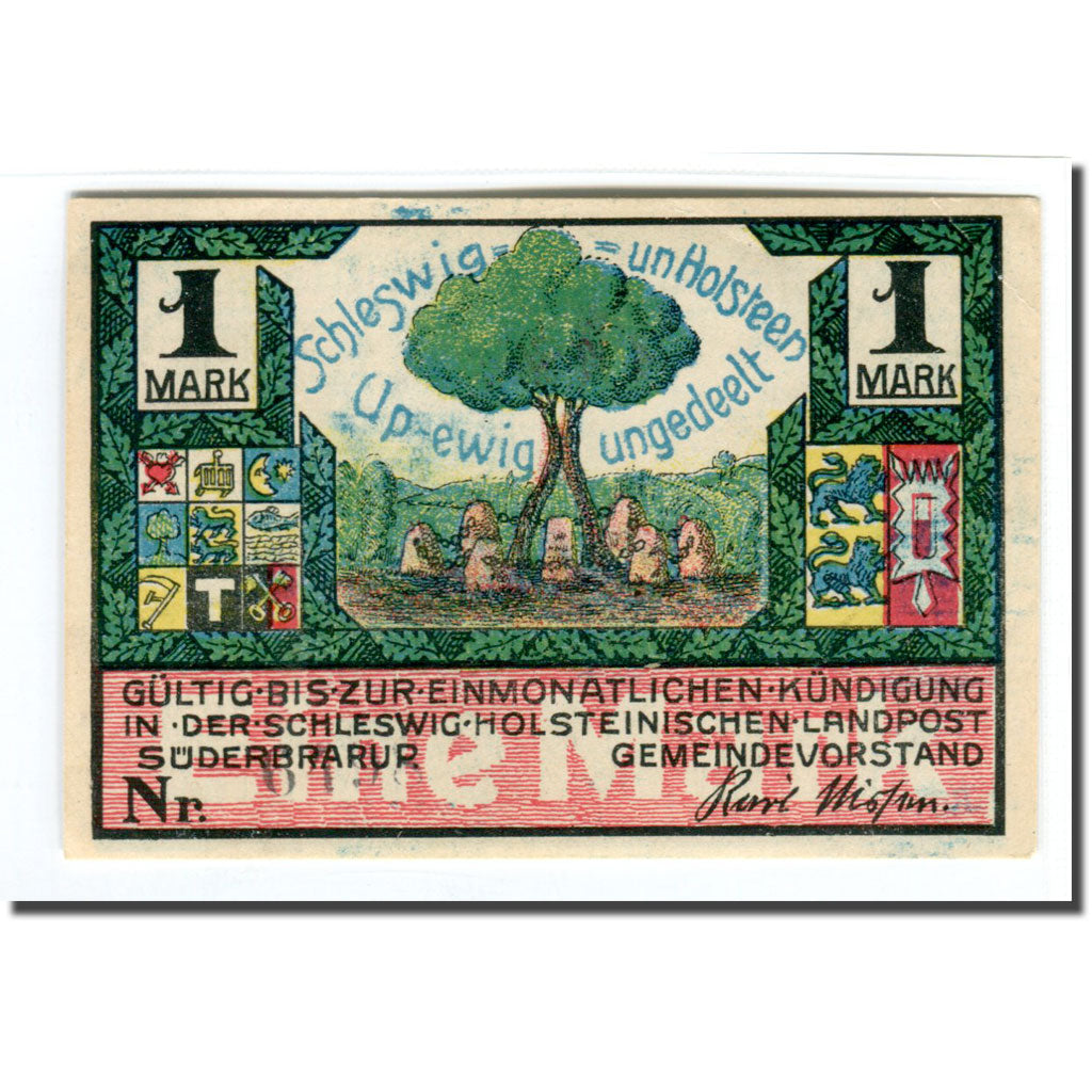 Geldschein, Deutschland, Suderbrarup, 1 Mark, personnage, 1920, UNZ-