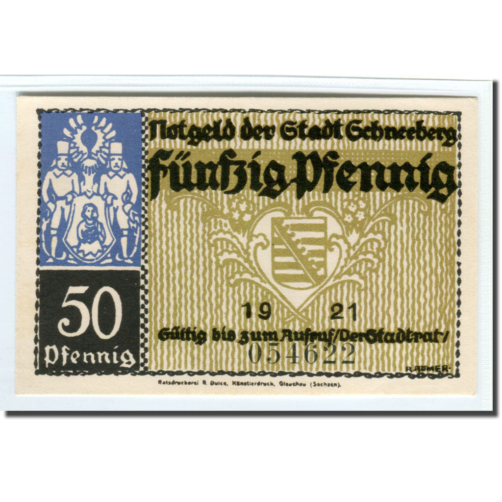 Geldschein, Deutschland, Schneeberg, 50 Pfennig, Maison, 1921, UNZ-, Mehl:1190.1