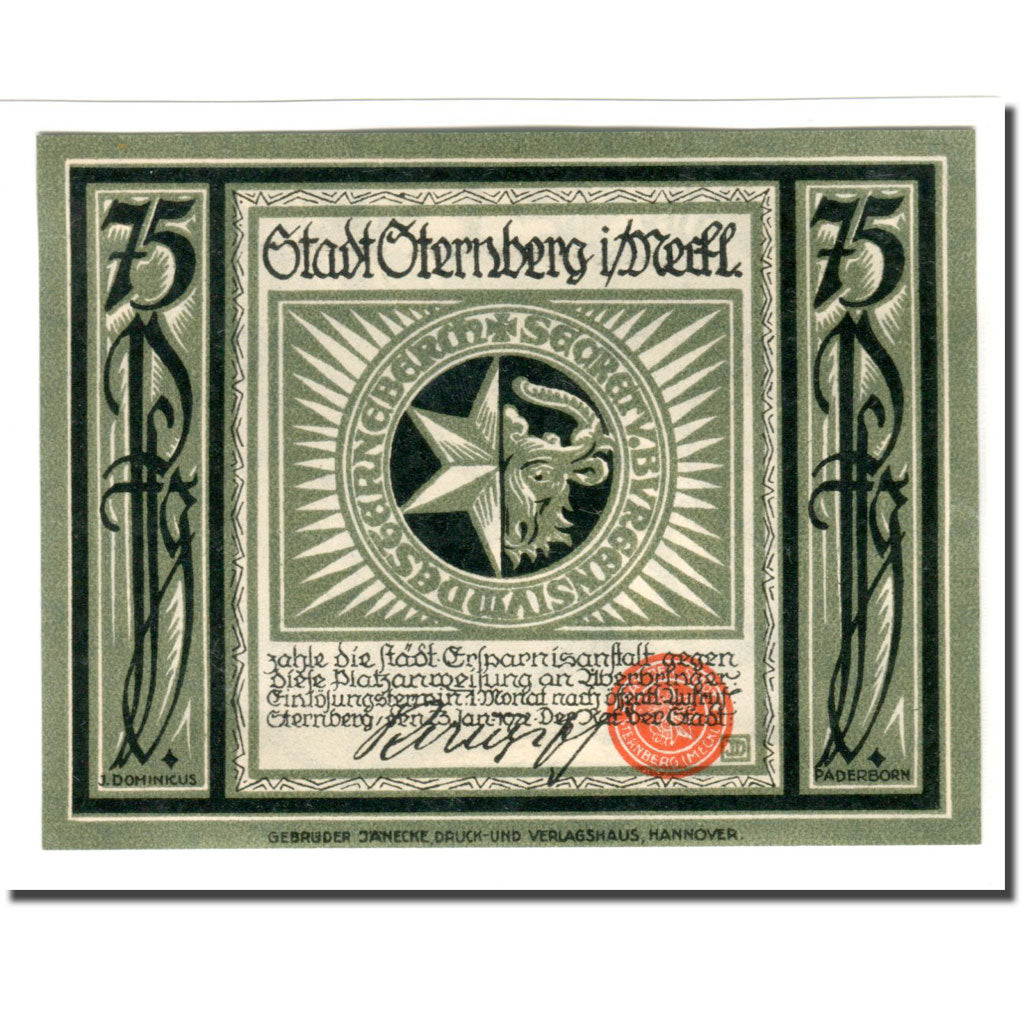 Banknote, Germany, Sternberg Stadt, 50 Pfennig, batiment 1, 1922, 1922-01-23