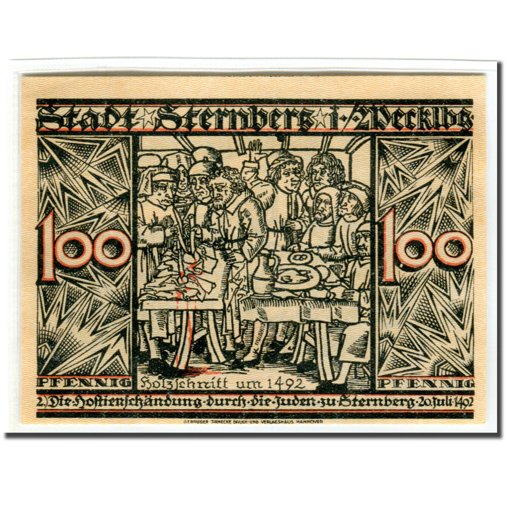 Banconote, Germania, Sternberg Stadt, 100 Pfennig, personnage 2, 1922