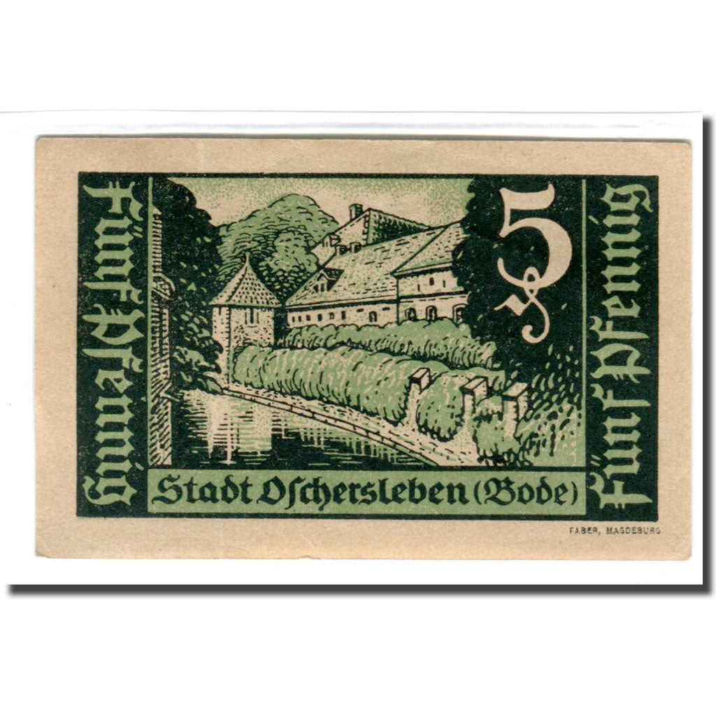 Geldschein, Deutschland, Oschersleben a.Bode Stadt, 5 Pfennig, Texte, 1921