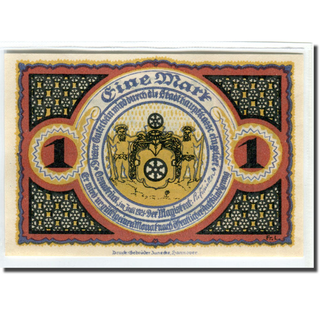 Geldschein, Deutschland, Osnabruck, 1 Mark, fontaine, 1921, UNZ-, Mehl:1032.1