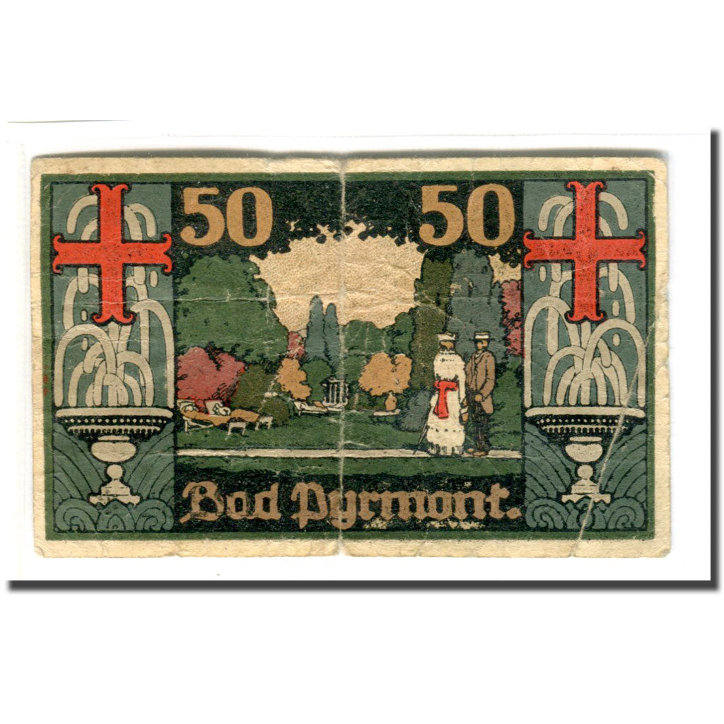 Banknote, Germany, Pyrmont, 50 Pfennig, paysage, 1921, 1921-02-02, VF(20-25)