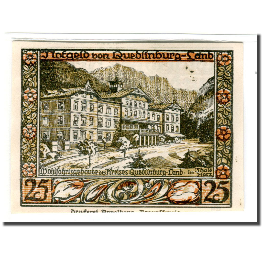 Banknote, Germany, Quedlinburg Stadt, 25 Pfennig, Batiment, 1921, UNC(63)