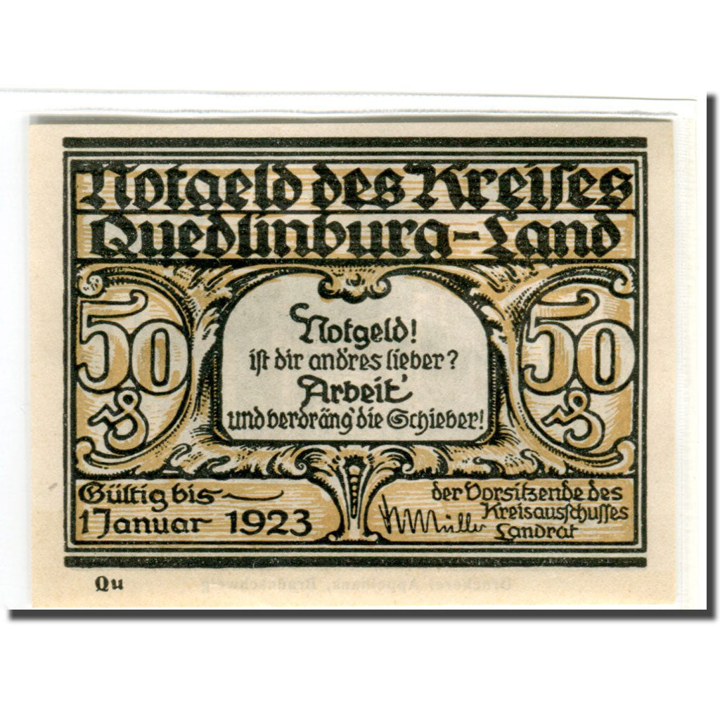 Banknote, Germany, Quedlinburg Stadt, 50 Pfennig, batiment 1, 1921, UNC(63)