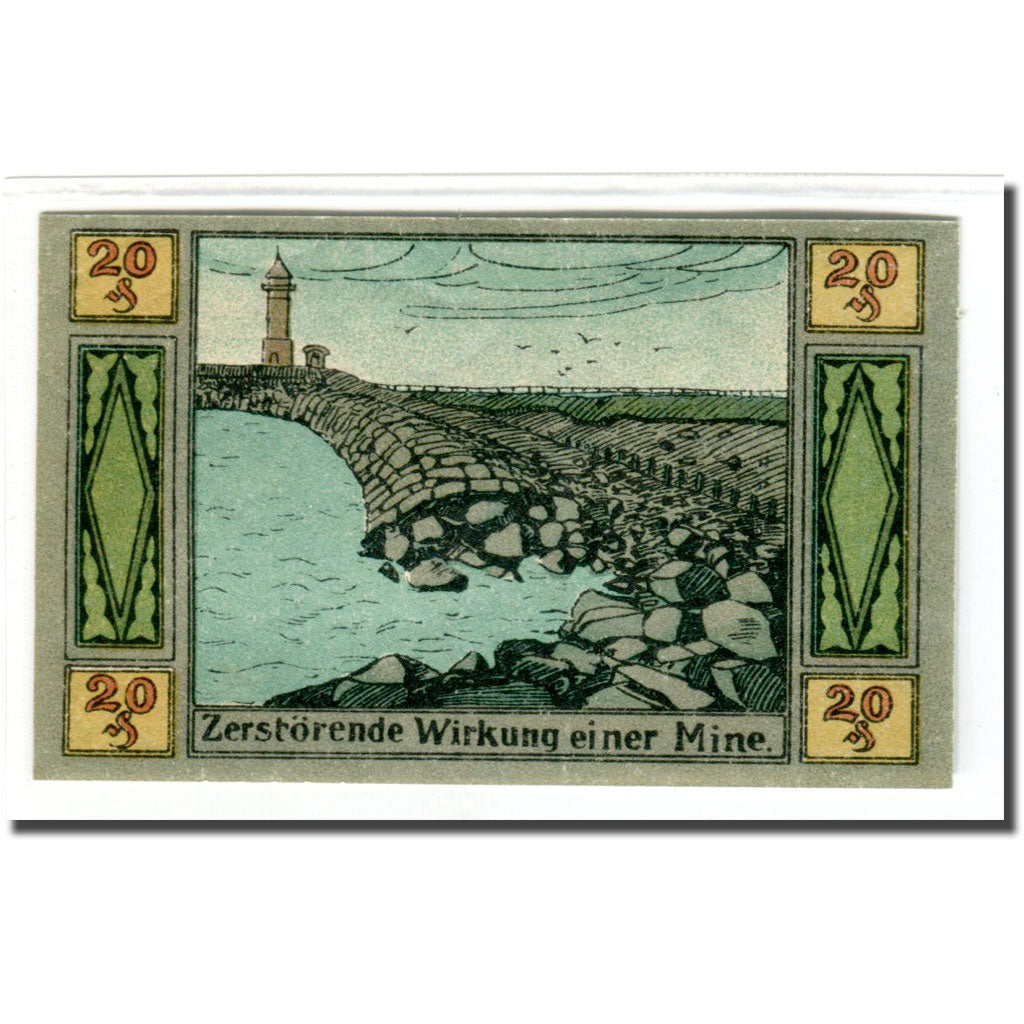 Geldschein, Deutschland, Langeness Nordmarsch, 20 Pfennig, paysage, 1921