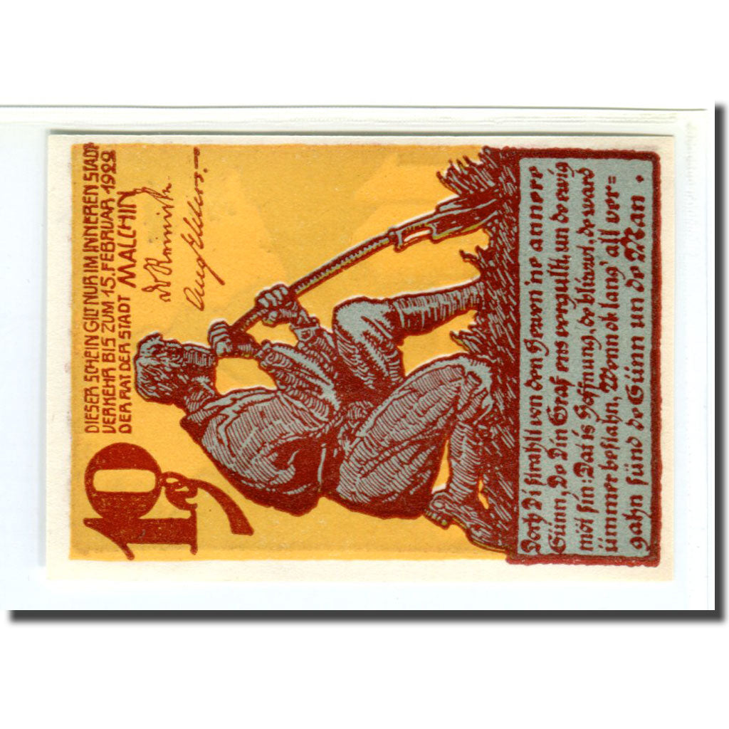 Banknote, Germany, Malchin Stadt, 10 Pfennig, Batiment, 1922, 1922-02-15