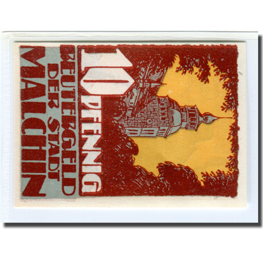 Banknote, Germany, Malchin Stadt, 10 Pfennig, Batiment, 1922, 1922-02-15
