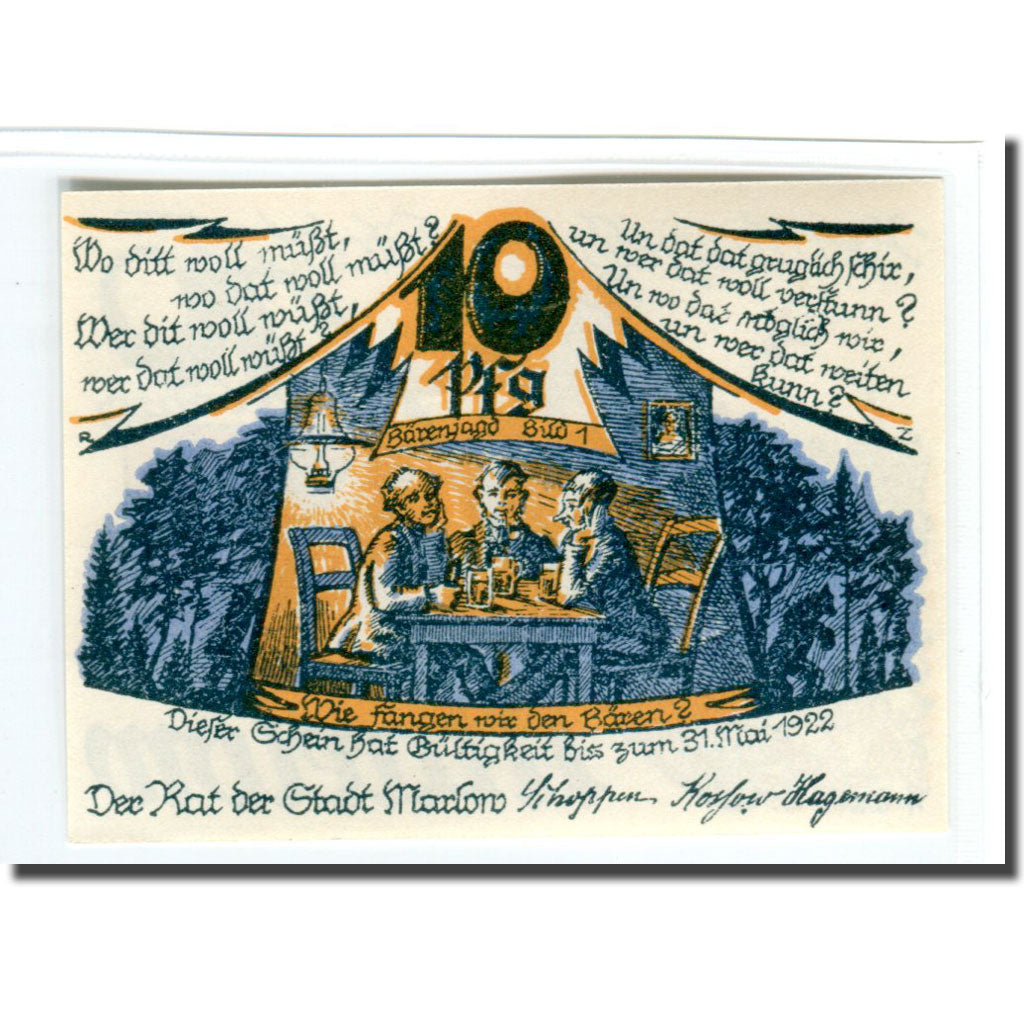 Banknote, Germany, Marlow, 10 Pfennig, Fleur, 1922, 1922-05-31, UNC(63)