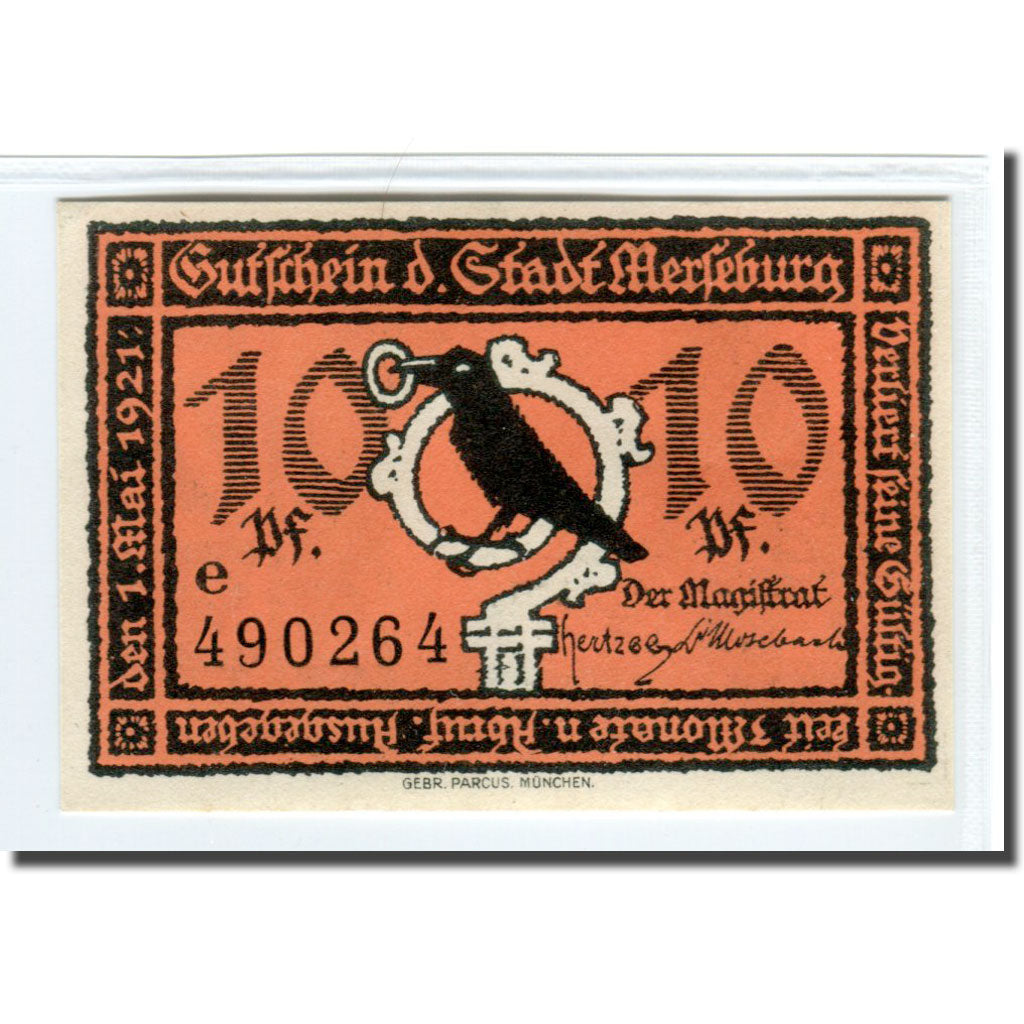 Banknote, Germany, Merseburg Stadt, 10 Pfennig, personnage, 1921, 1921-05-01