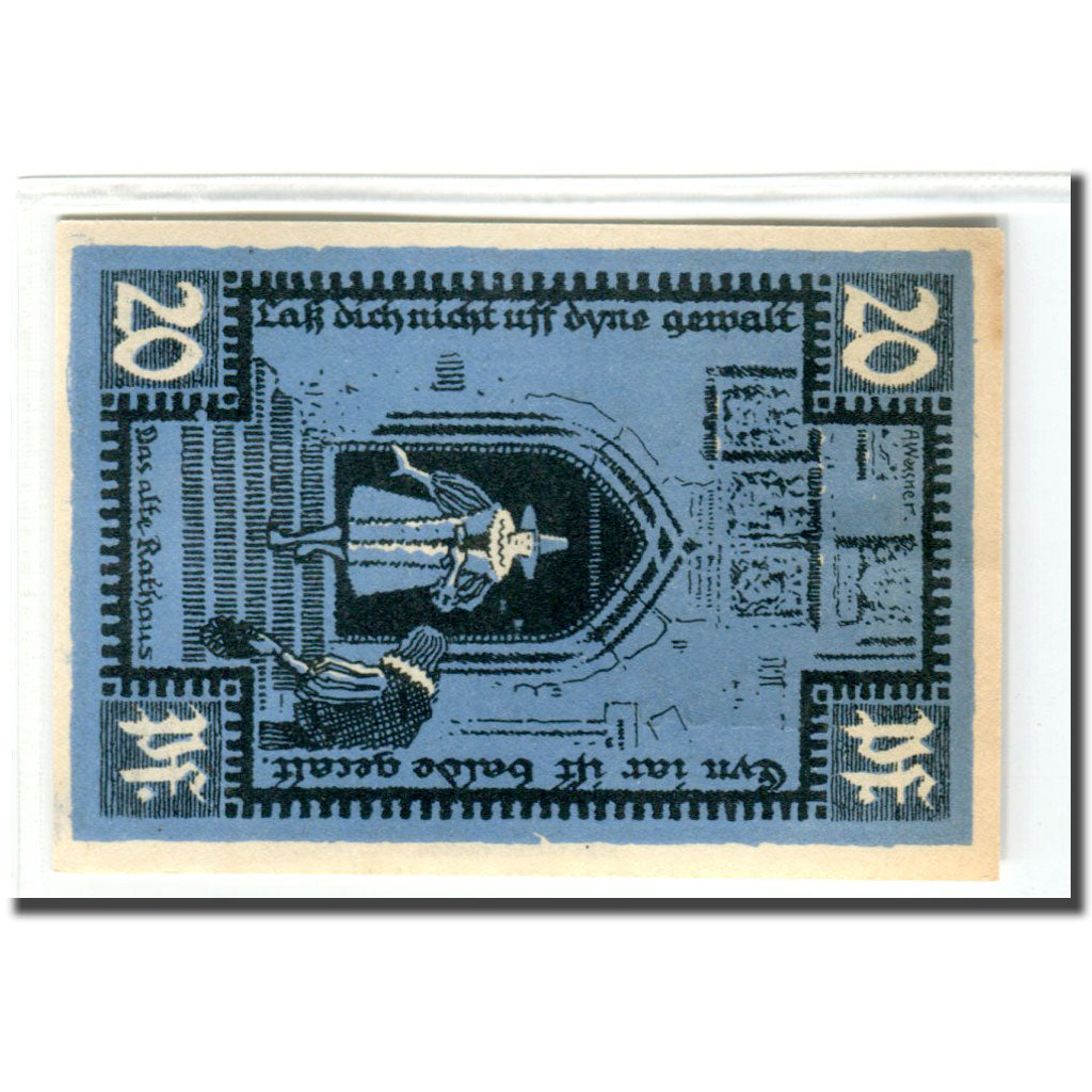 Biljet, Duitsland, Merseburg Stadt, 20 Pfennig, personnage 1, 1921, 1921-05-01