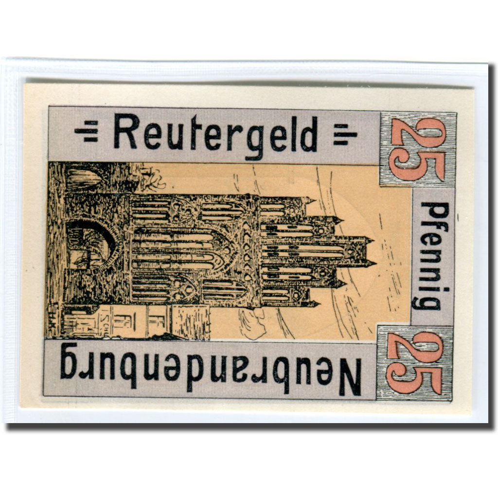 Geldschein, Deutschland, Neubrandenburg Stadt, 25 Pfennig, Batiment, 1922