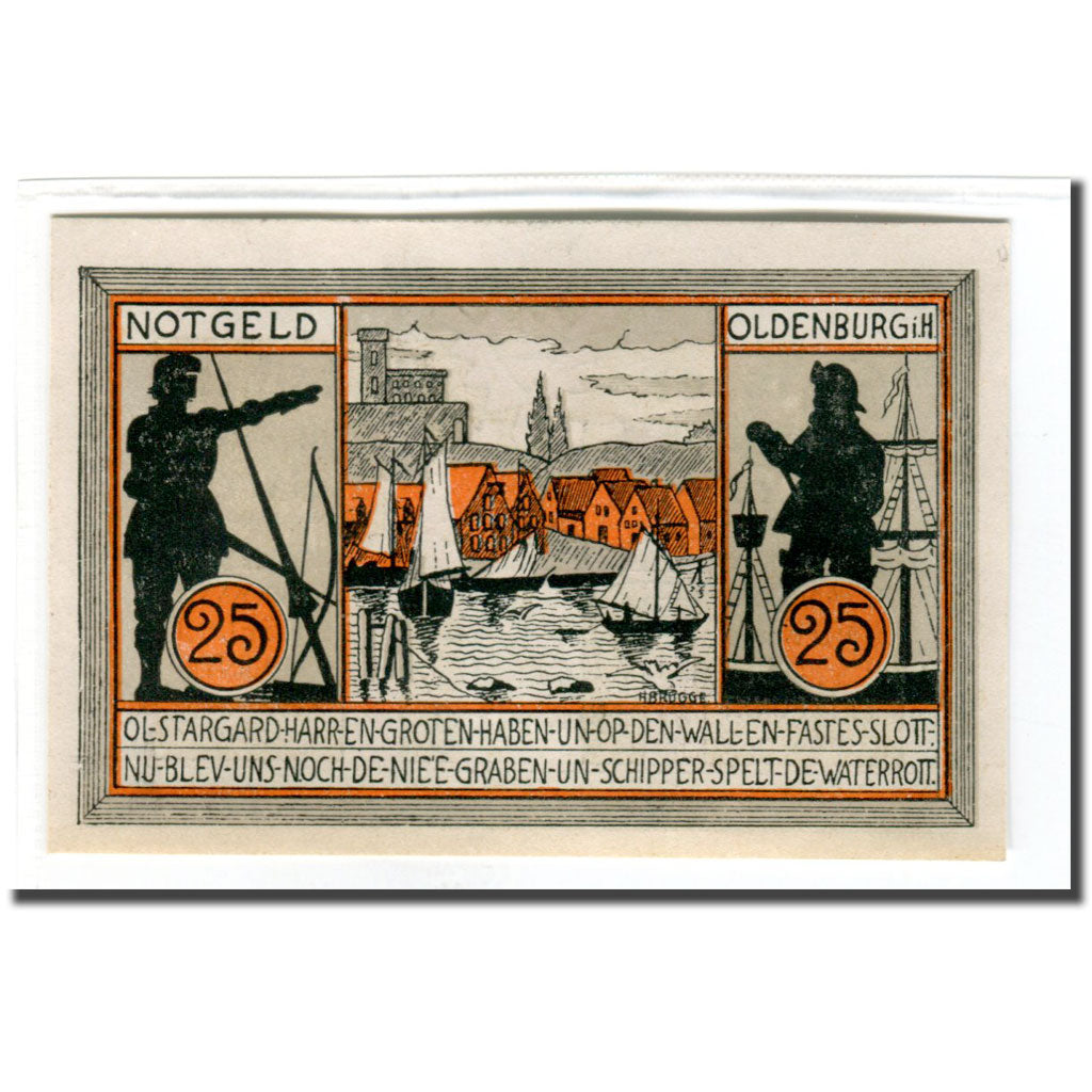 Geldschein, Deutschland, Oldenburg i. Holstein Stadt, 25 Pfennig, bateau, 1922
