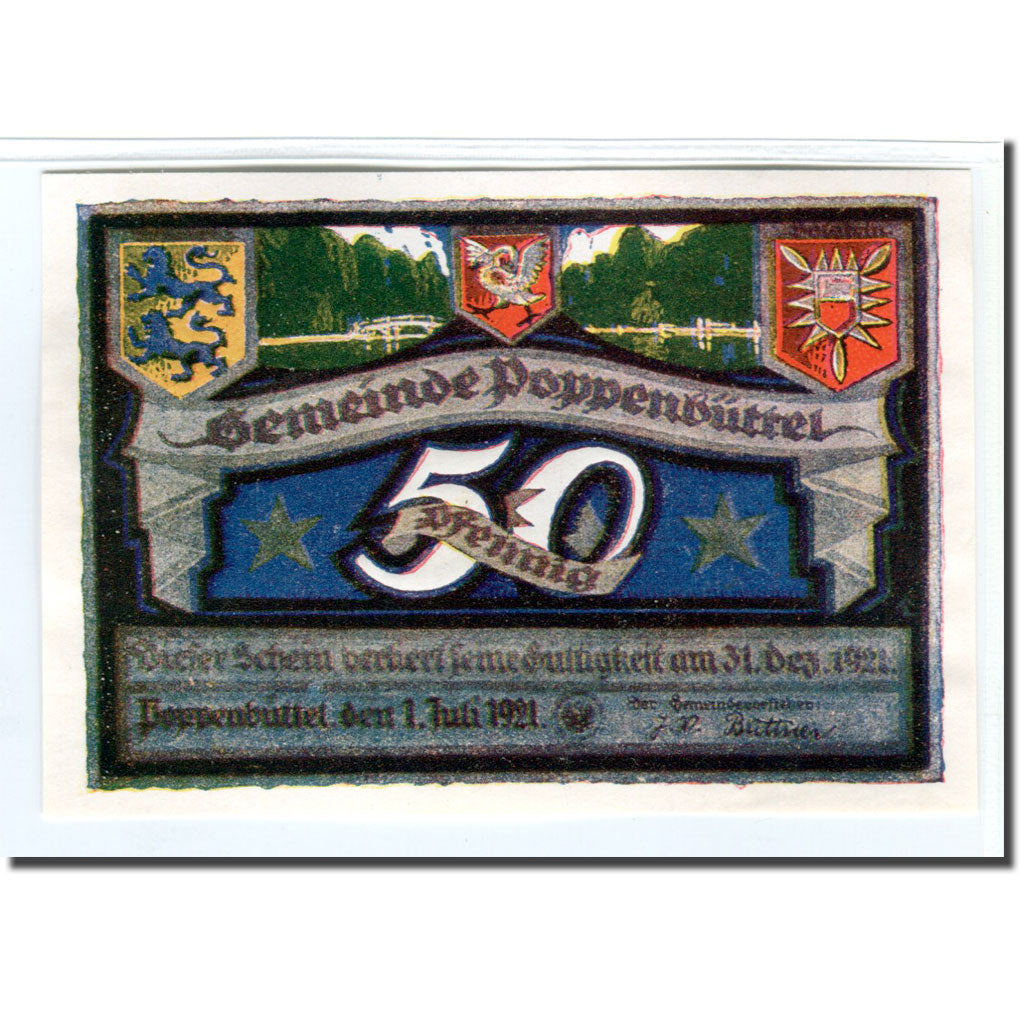 Banconote, Germania, Poppenbüttel, 50 Pfennig, paysage 3, 1921, 1921-07-01